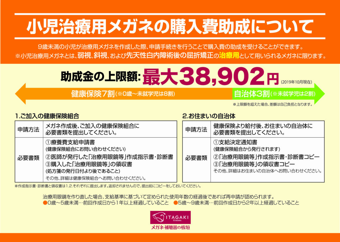 お子さまのメガネは 購入助成を受けられる場合があります メガネのイタガキ
